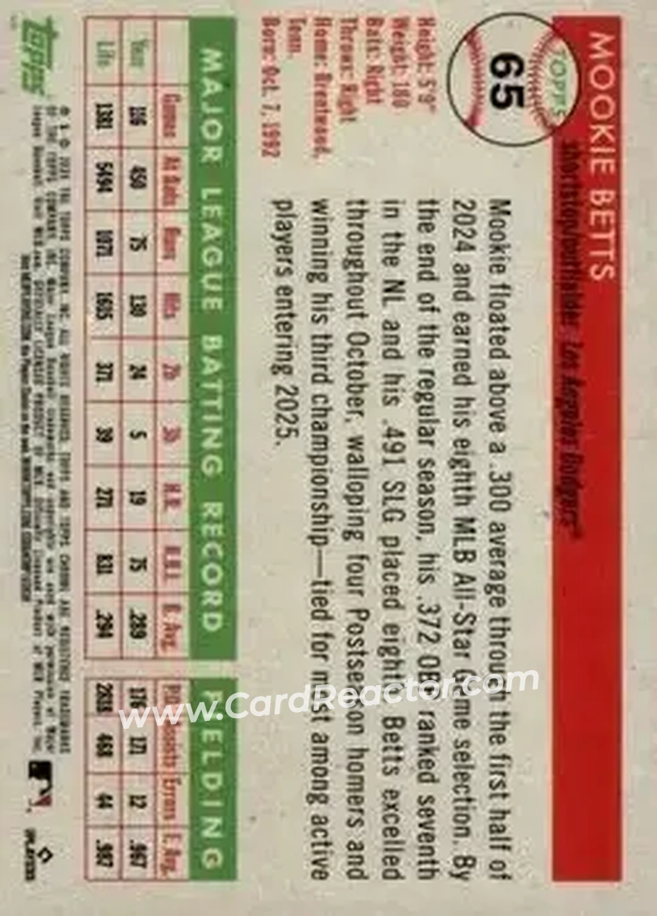 Back of Mookie Betts