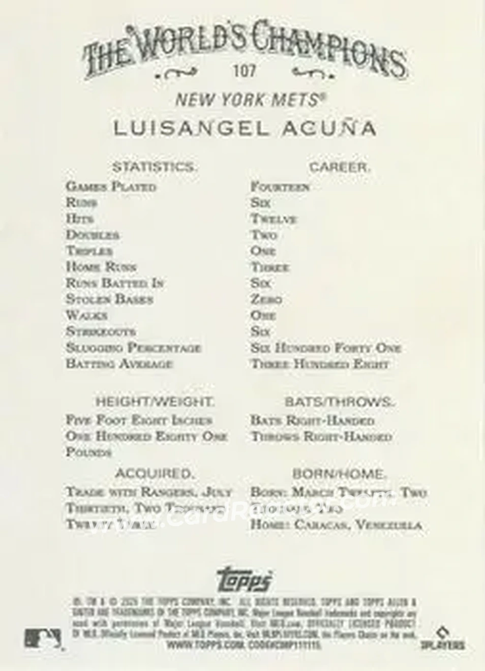 Back of Luisangel Acuña