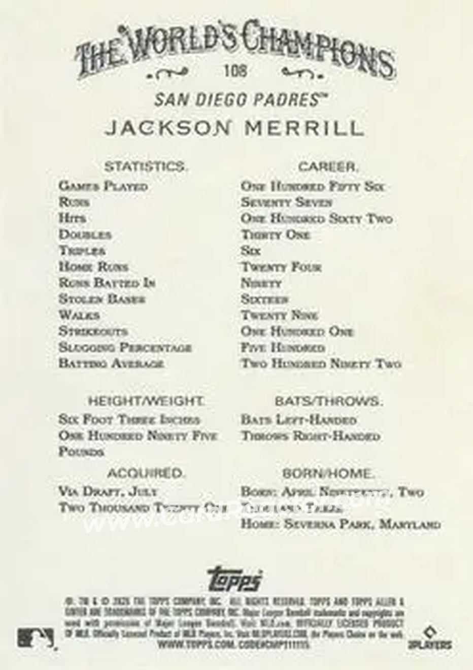 Back of Jackson Merrill
