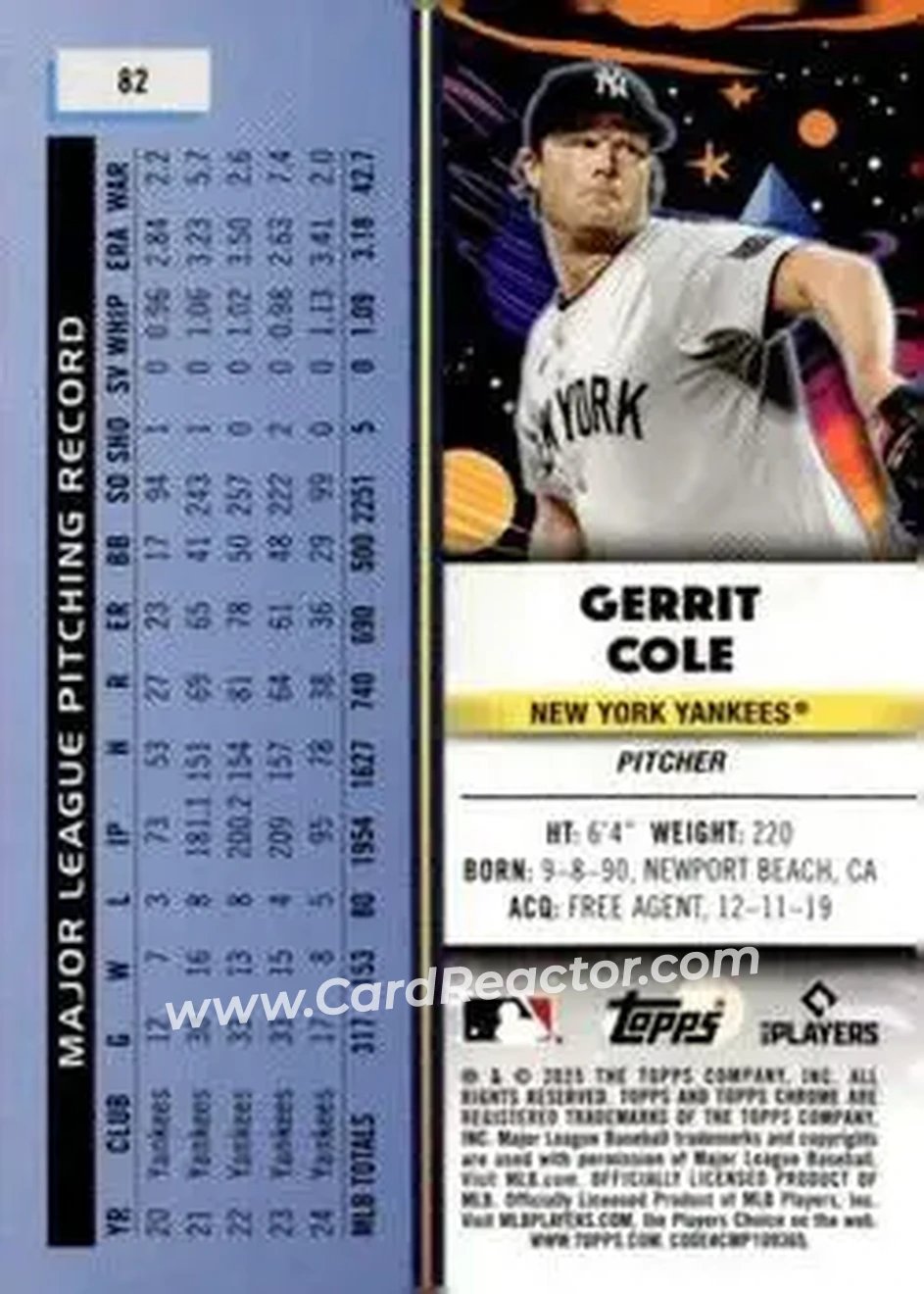 Back of Gerrit Cole
