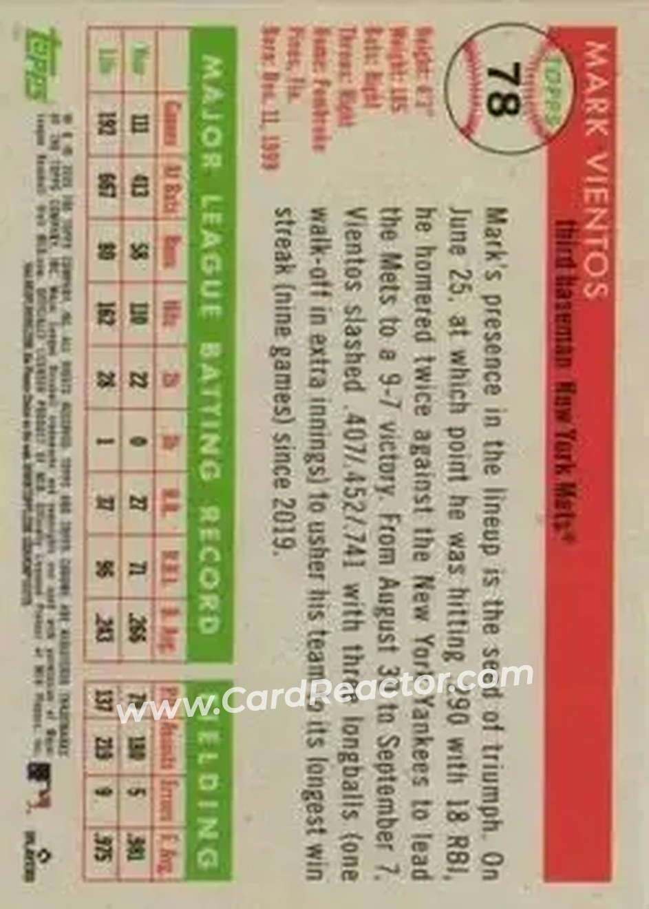 Back of Mark Vientos