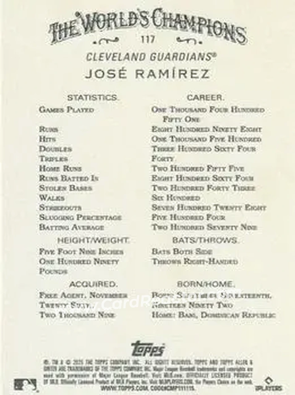Back of José Ramírez