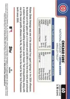 2025 Topps #60 - Chicago Cubs - Chicago Cubs - Back