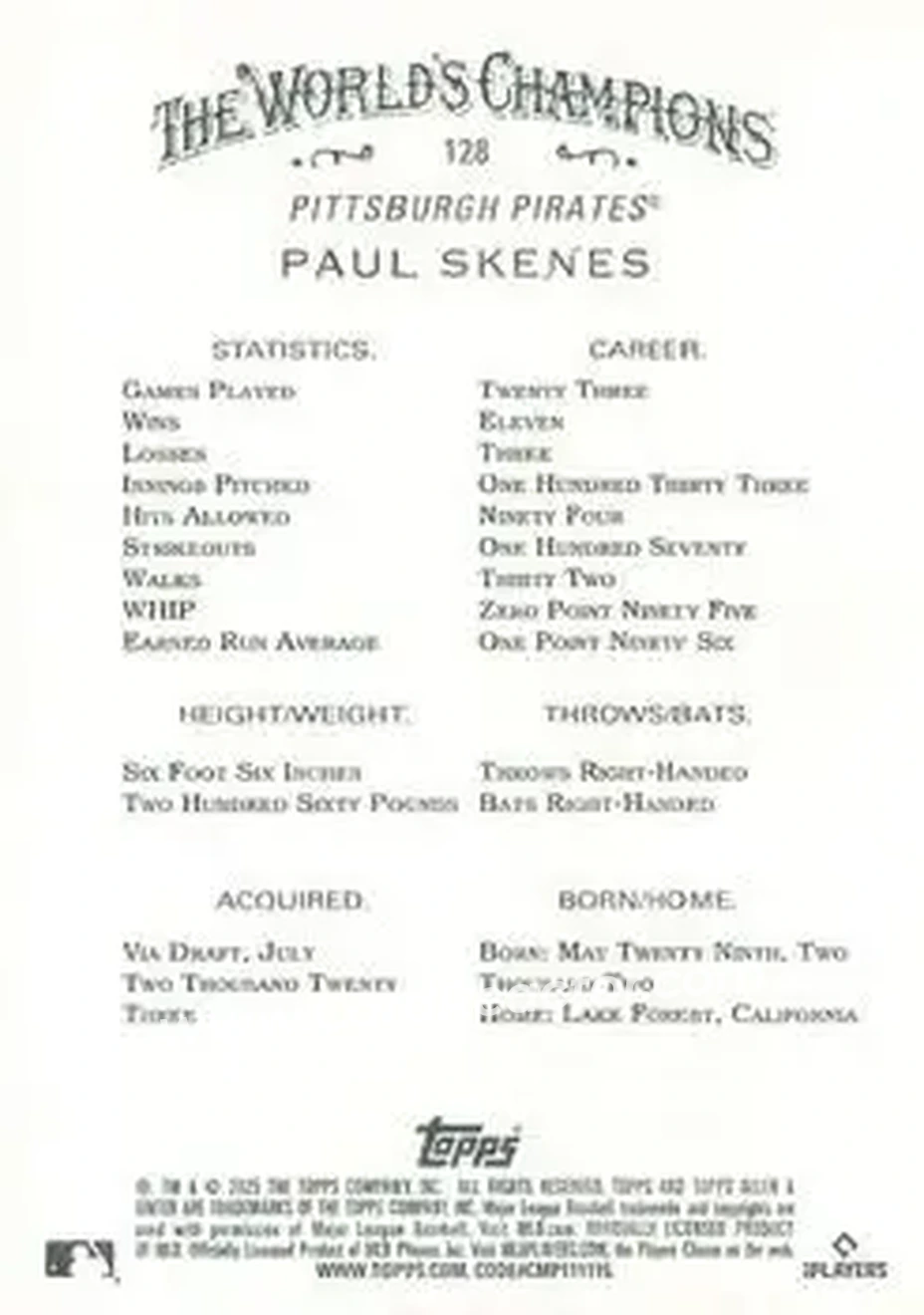 Back of Paul Skenes