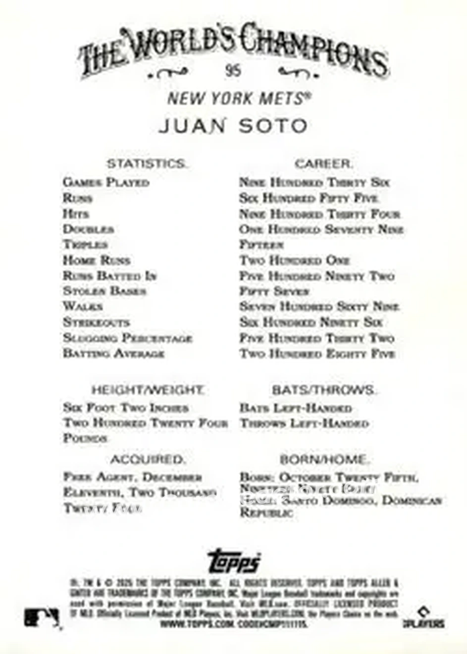 Back of Juan Soto