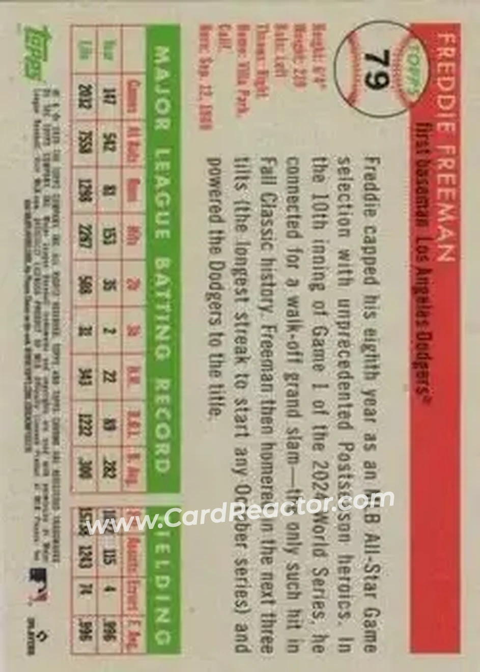 Back of Freddie Freeman