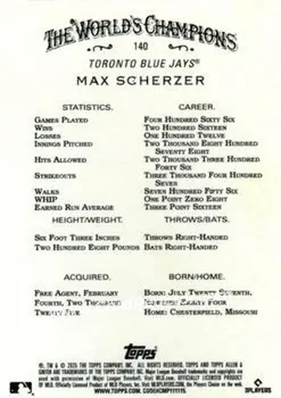 Back of Max Scherzer
