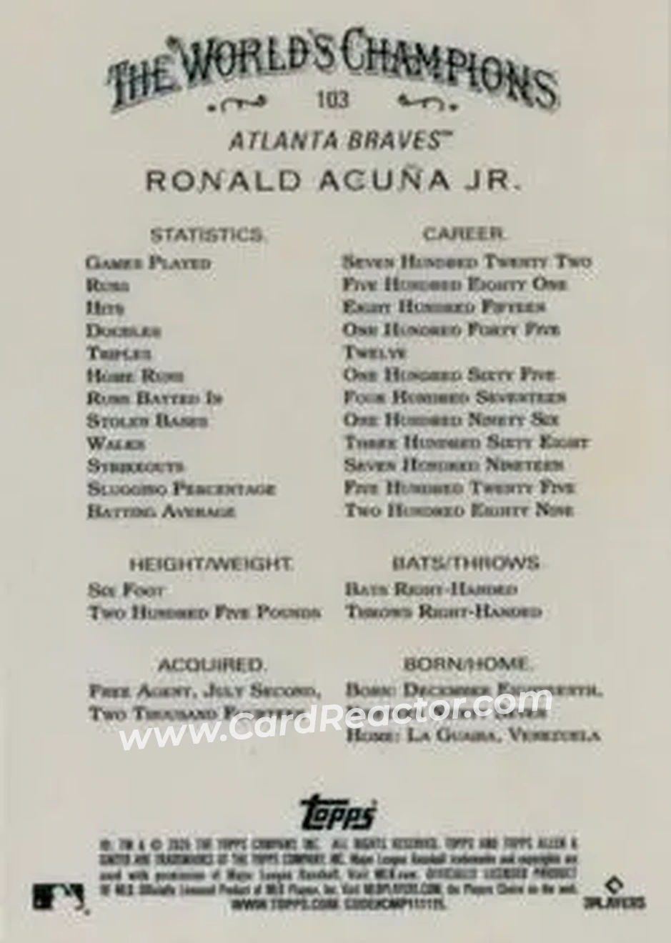 Back of Ronald Acuña Jr.