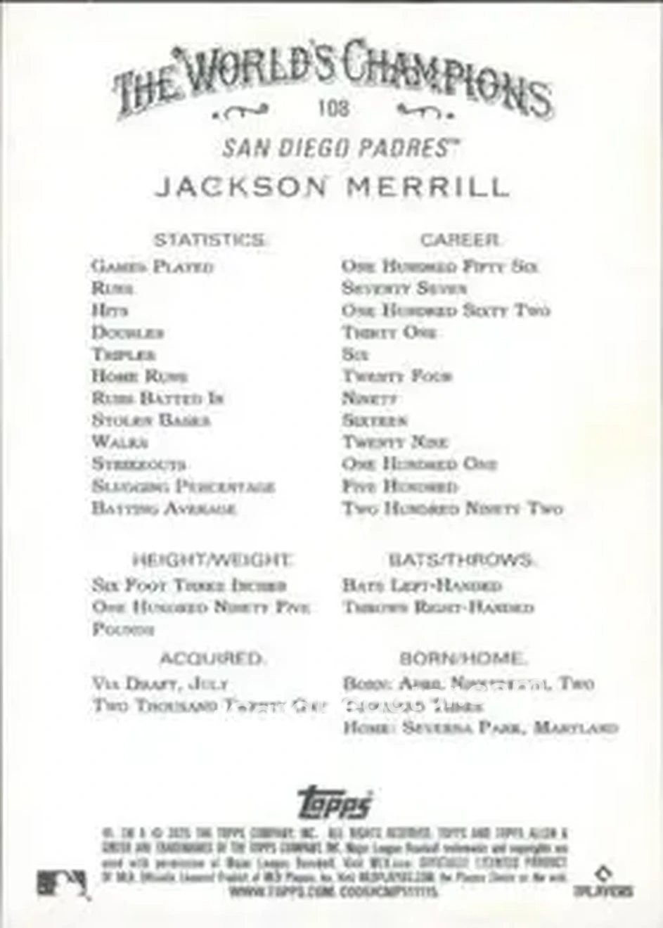 Back of Jackson Merrill