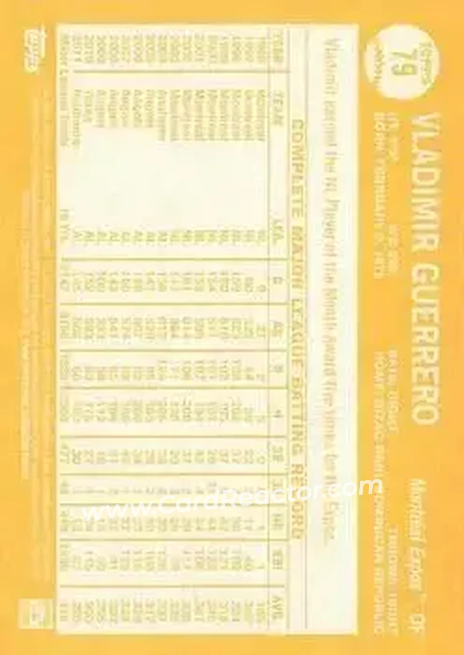 Back of Vladimir Guerrero