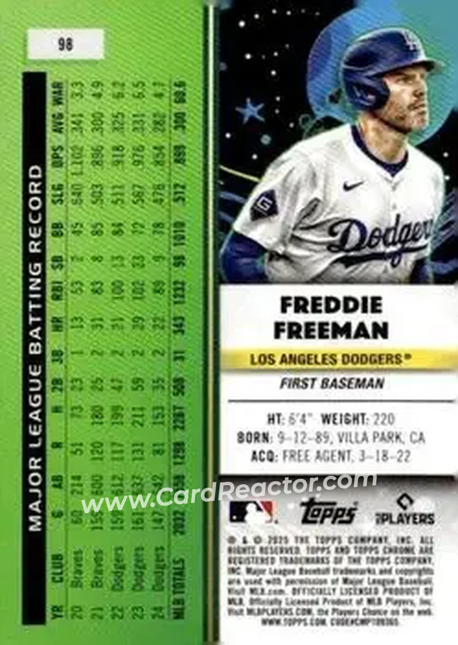Back of Freddie Freeman