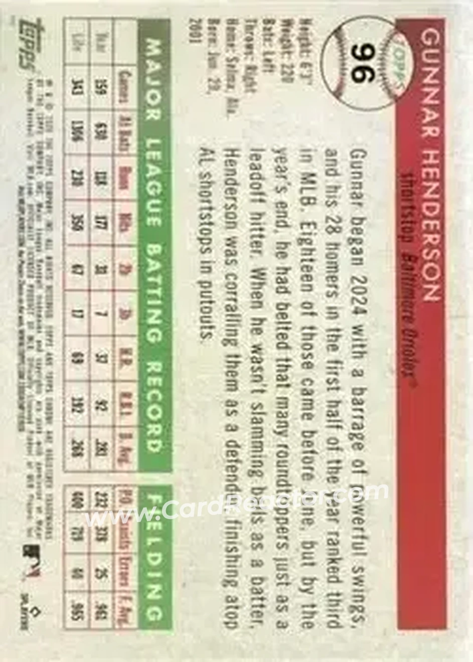 Back of Gunnar Henderson