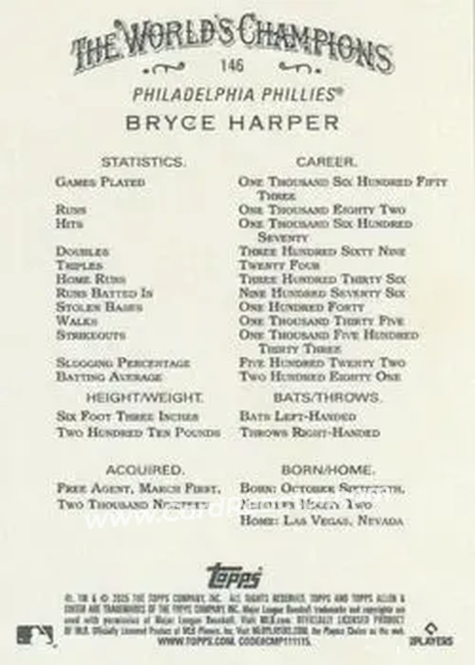 Back of Bryce Harper