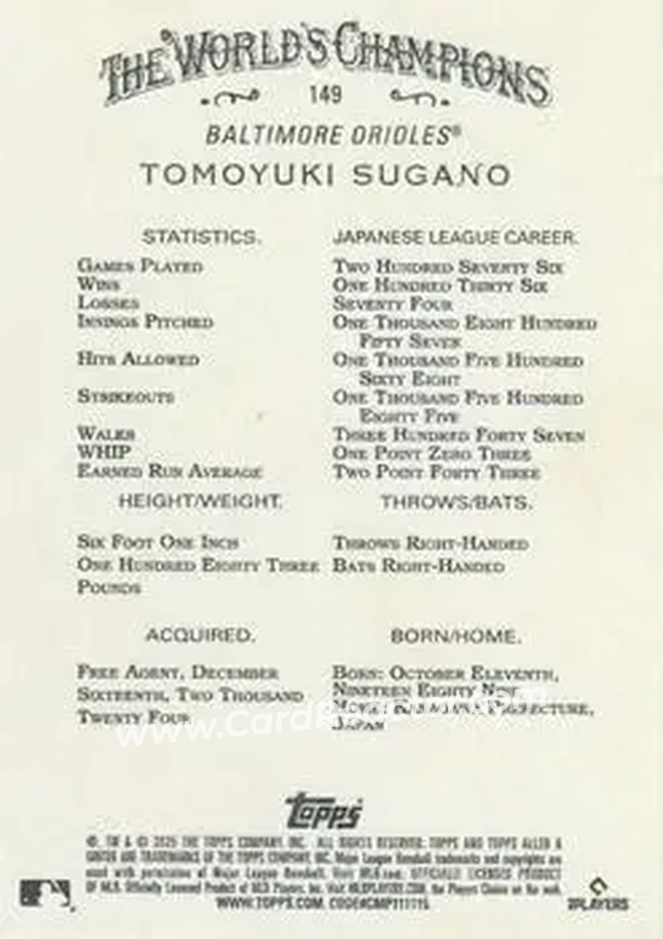 Back of Tomoyuki Sugano