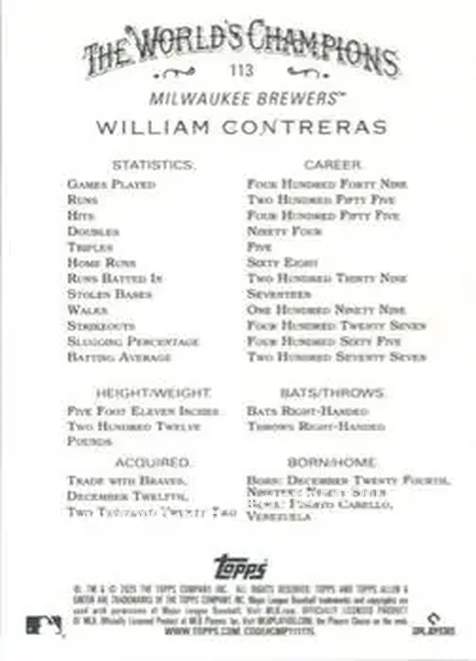 Back of William Contreras