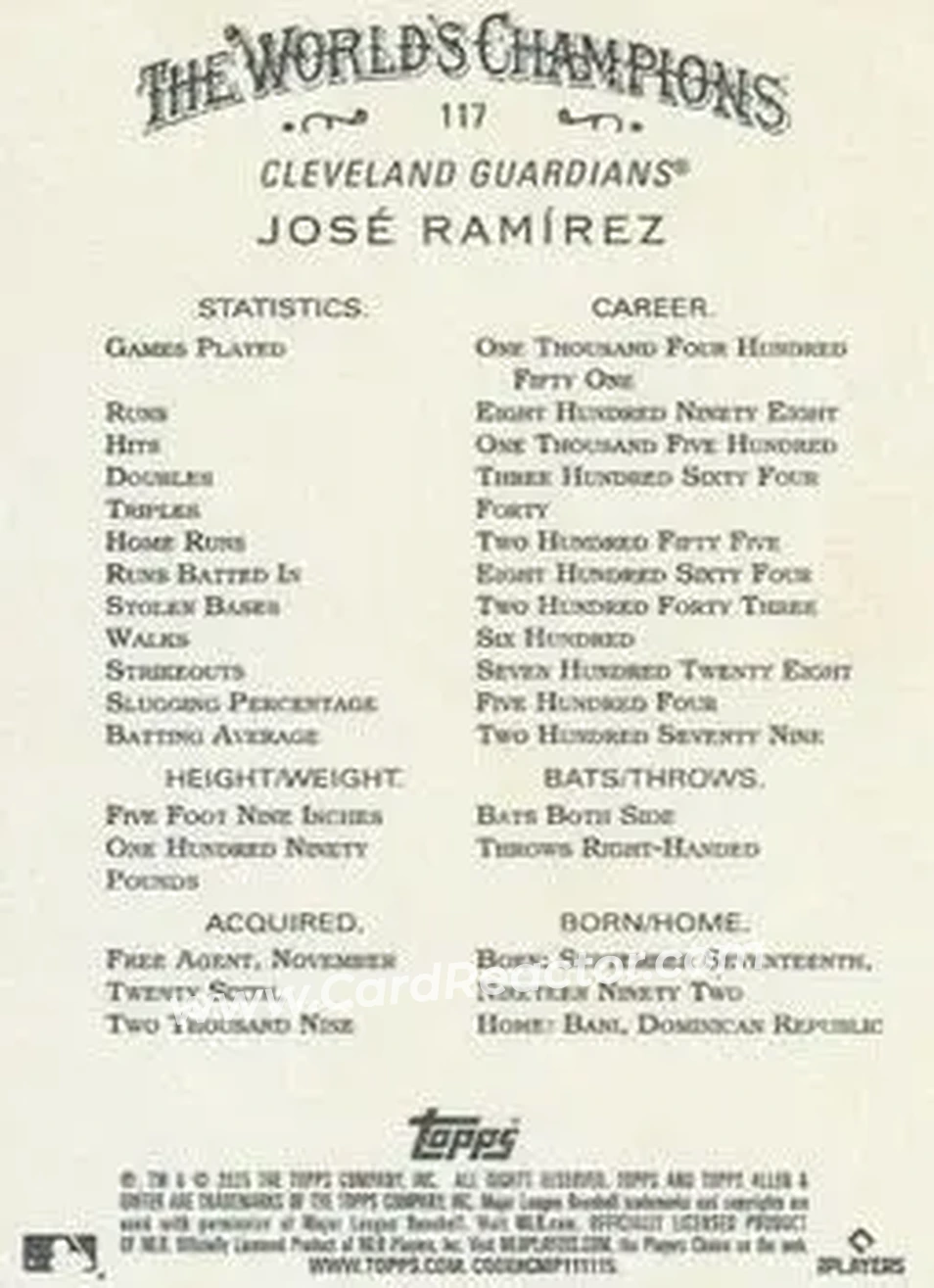 Back of José Ramírez
