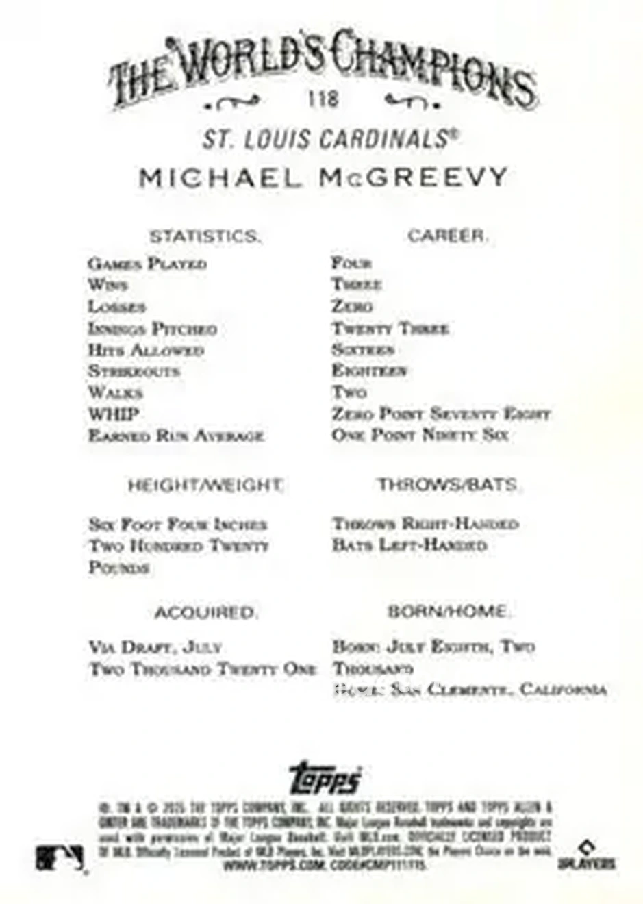 Back of Michael McGreevy