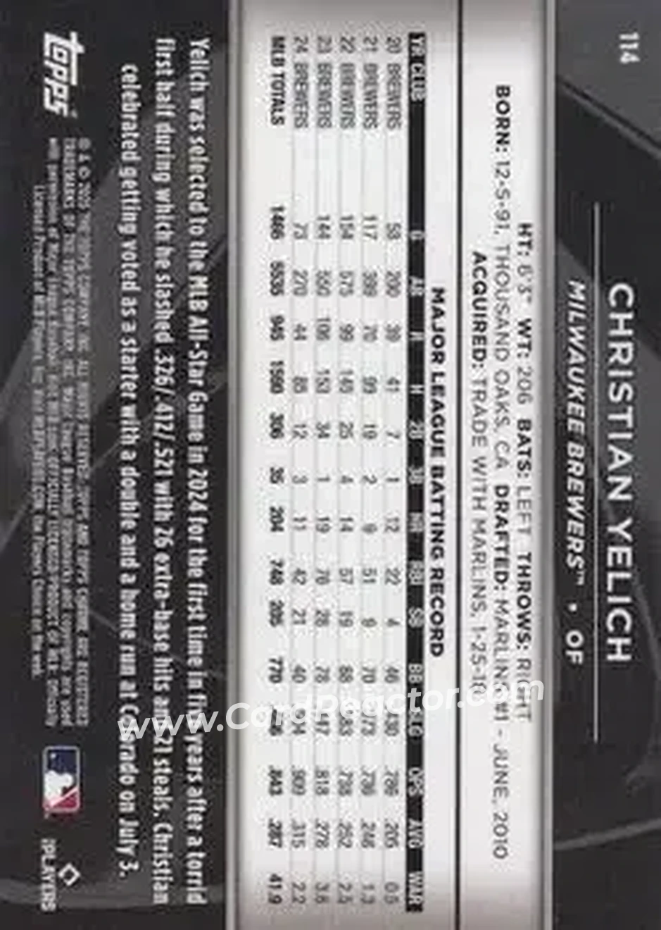 Back of Christian Yelich