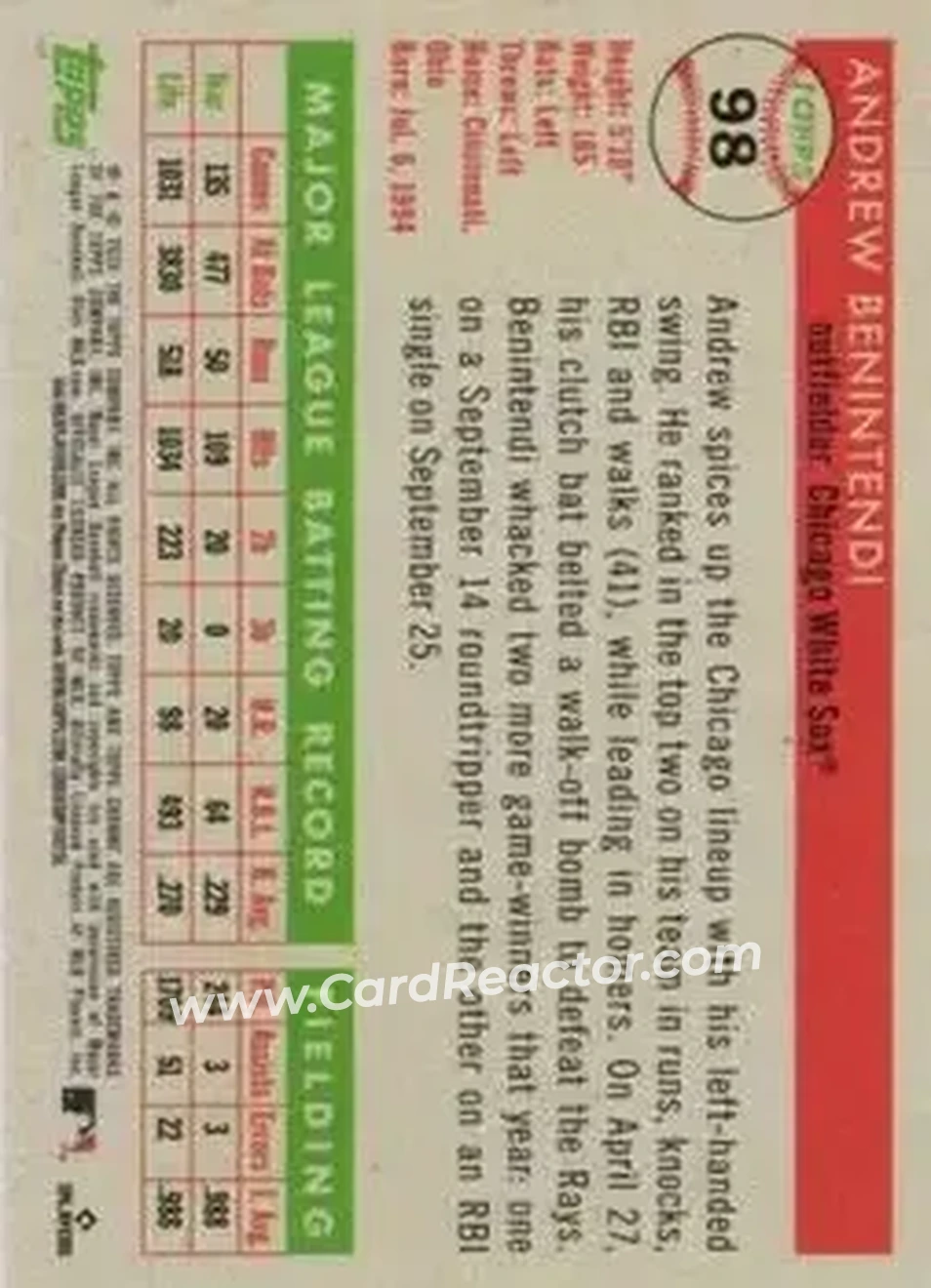 Back of Andrew Benintendi