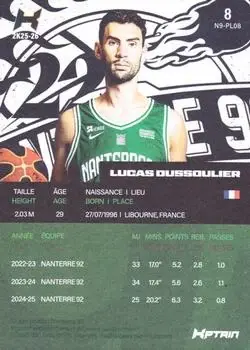 2025-26 Kptain Nanterre 92 #8 - Lucas Dussoulier - Nanterre 92 - Back