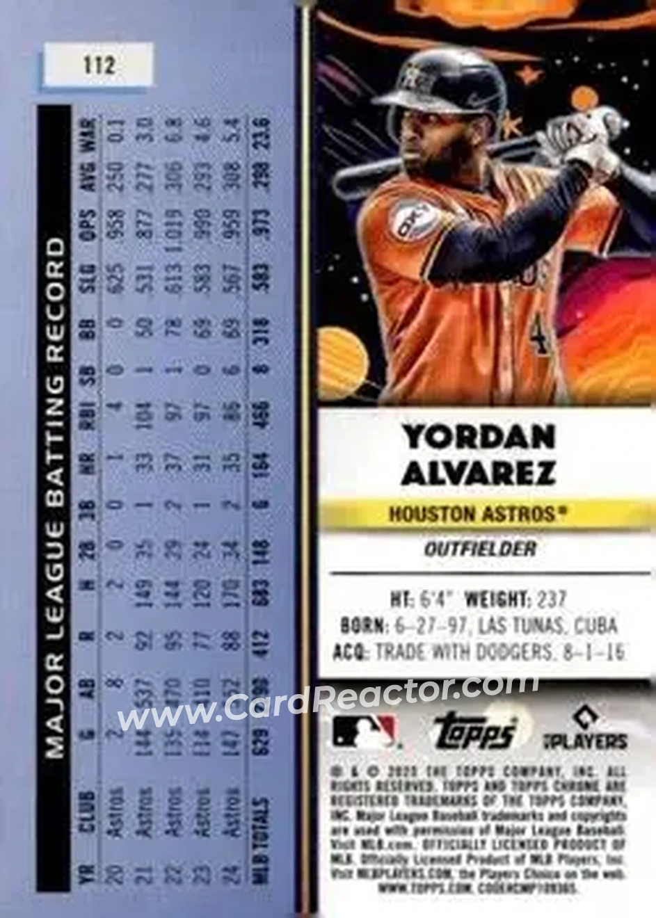 Back of Yordan Alvarez
