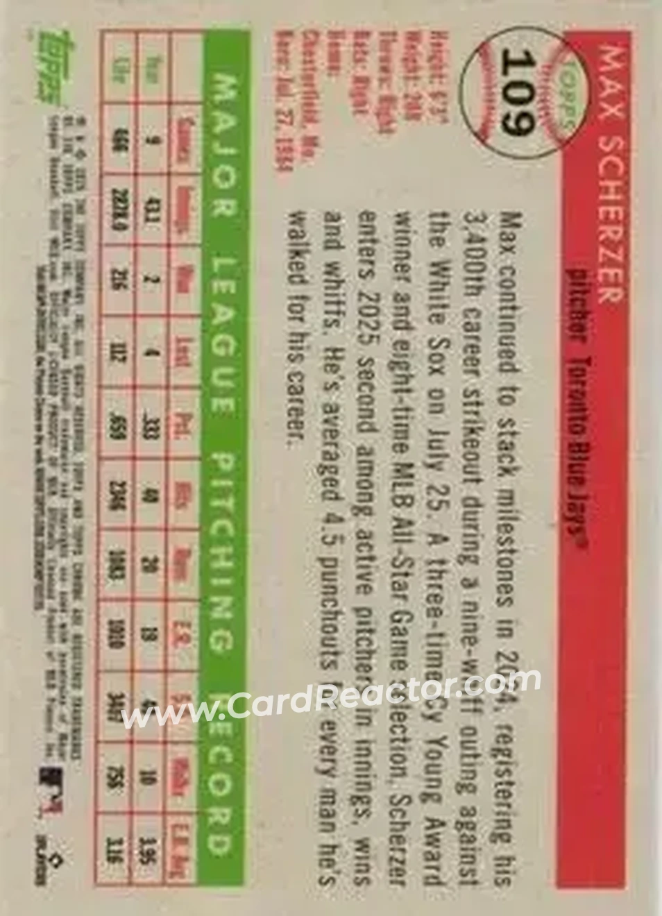 Back of Max Scherzer