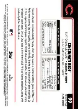 2025 Topps #99 - Cincinnati Reds - Cincinnati Reds - Back