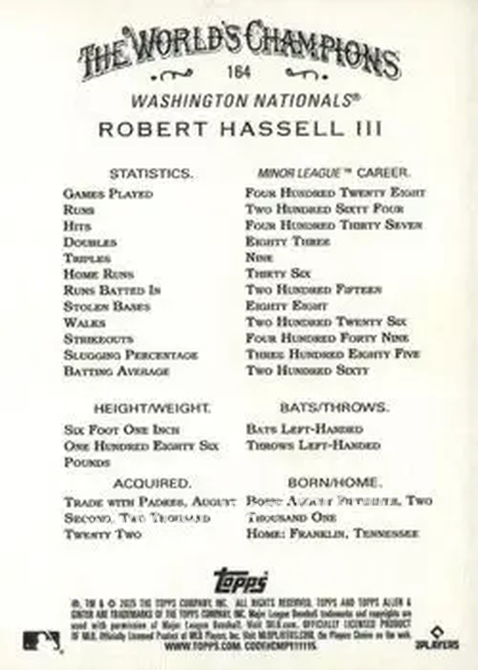 Back of Robert Hassell III