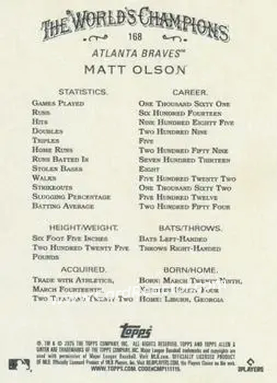 Back of Matt Olson