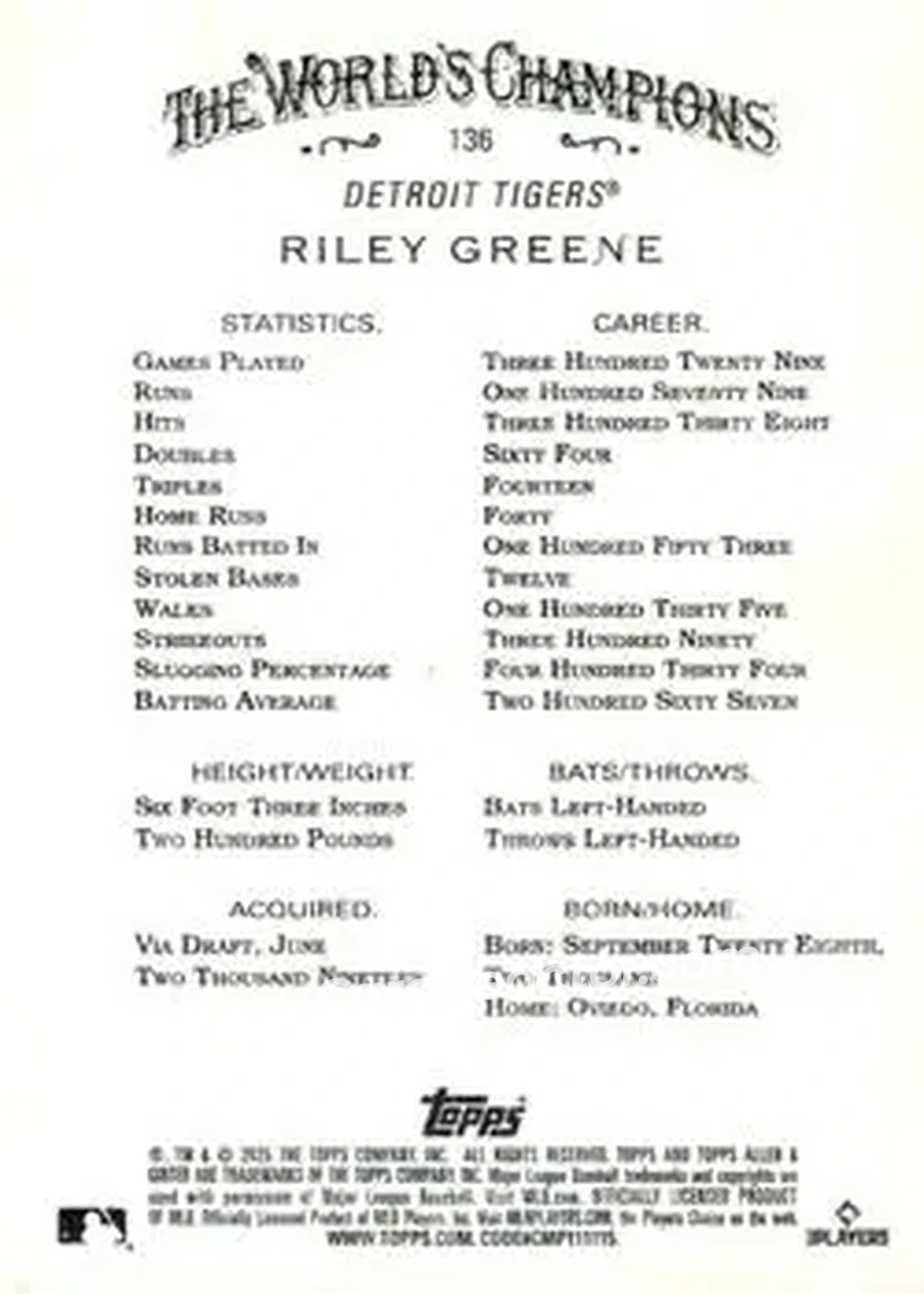 Back of Riley Greene
