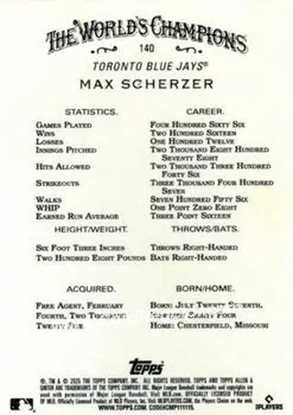 Back of Max Scherzer