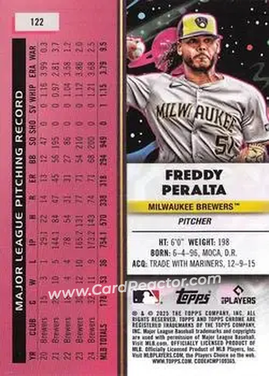 Back of Freddy Peralta