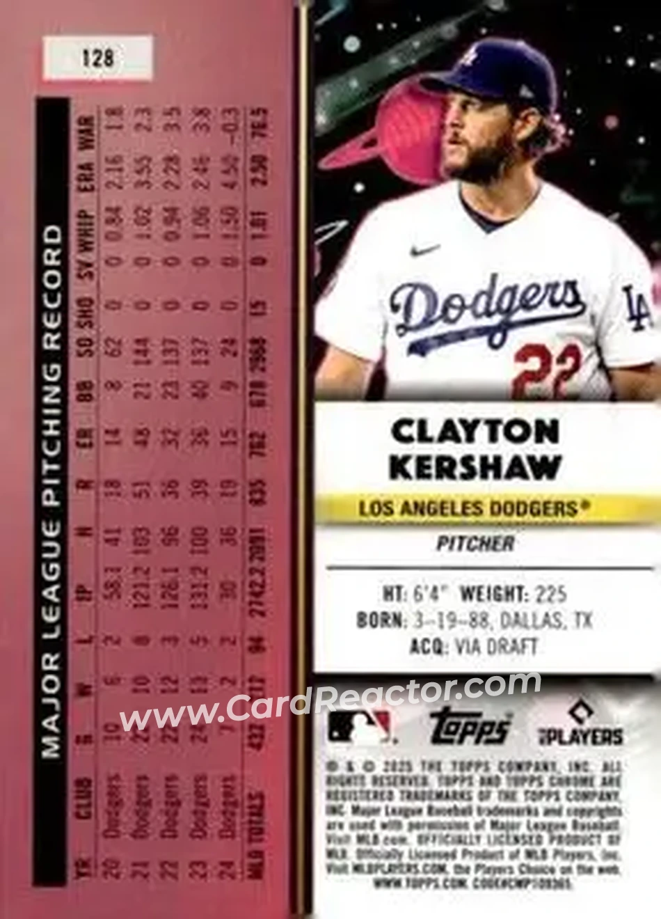 Back of Clayton Kershaw