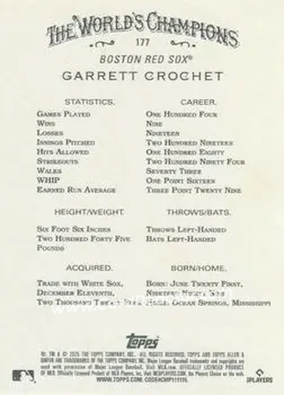 Back of Garrett Crochet