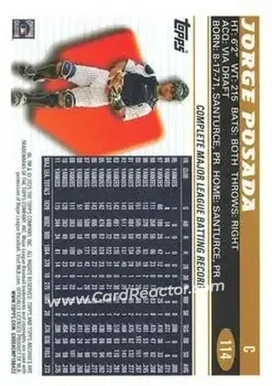Back of Jorge Posada