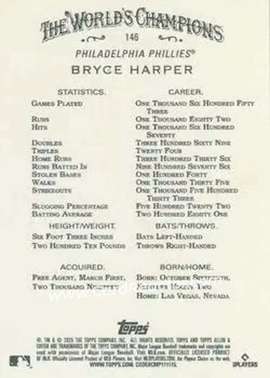 Back of Bryce Harper