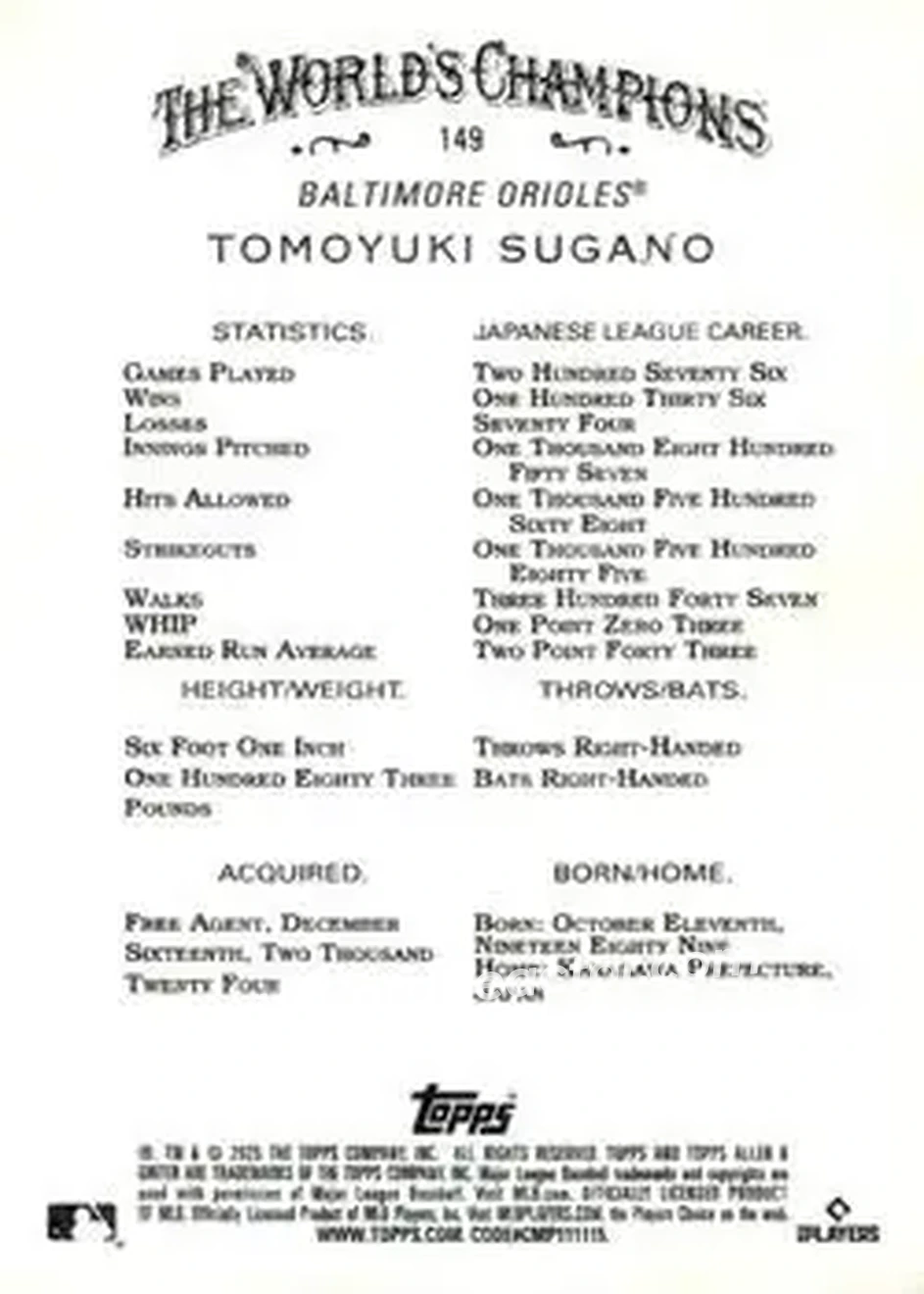 Back of Tomoyuki Sugano