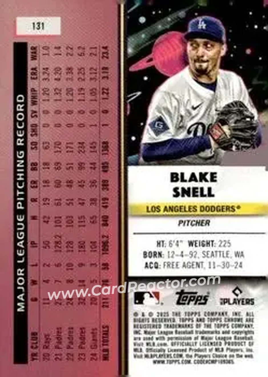 Back of Blake Snell