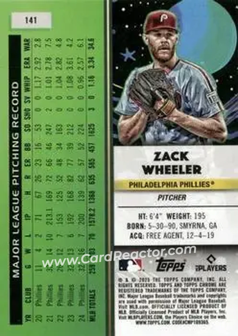 Back of Zack Wheeler