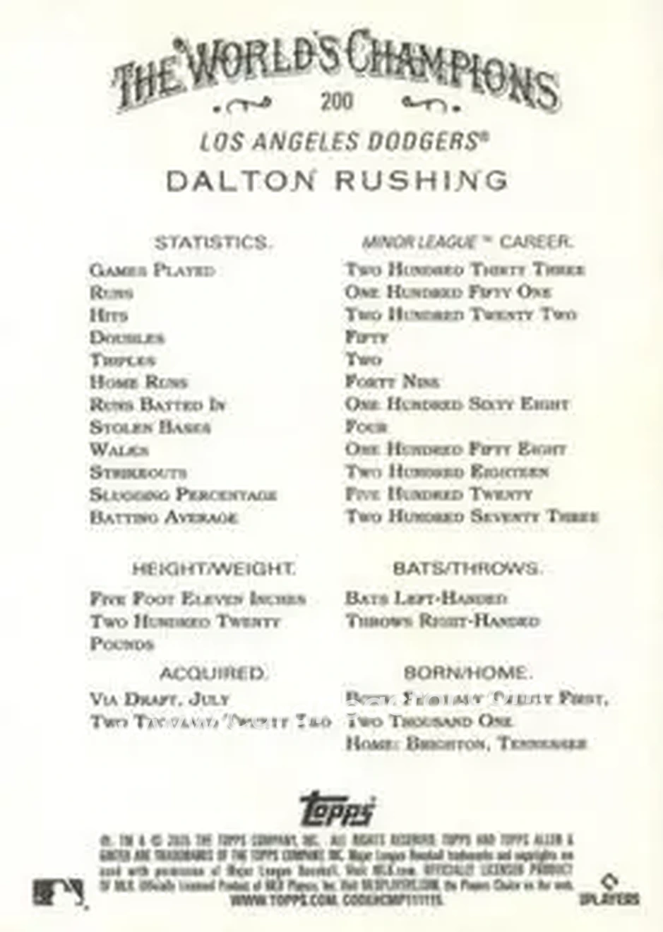 Back of Dalton Rushing