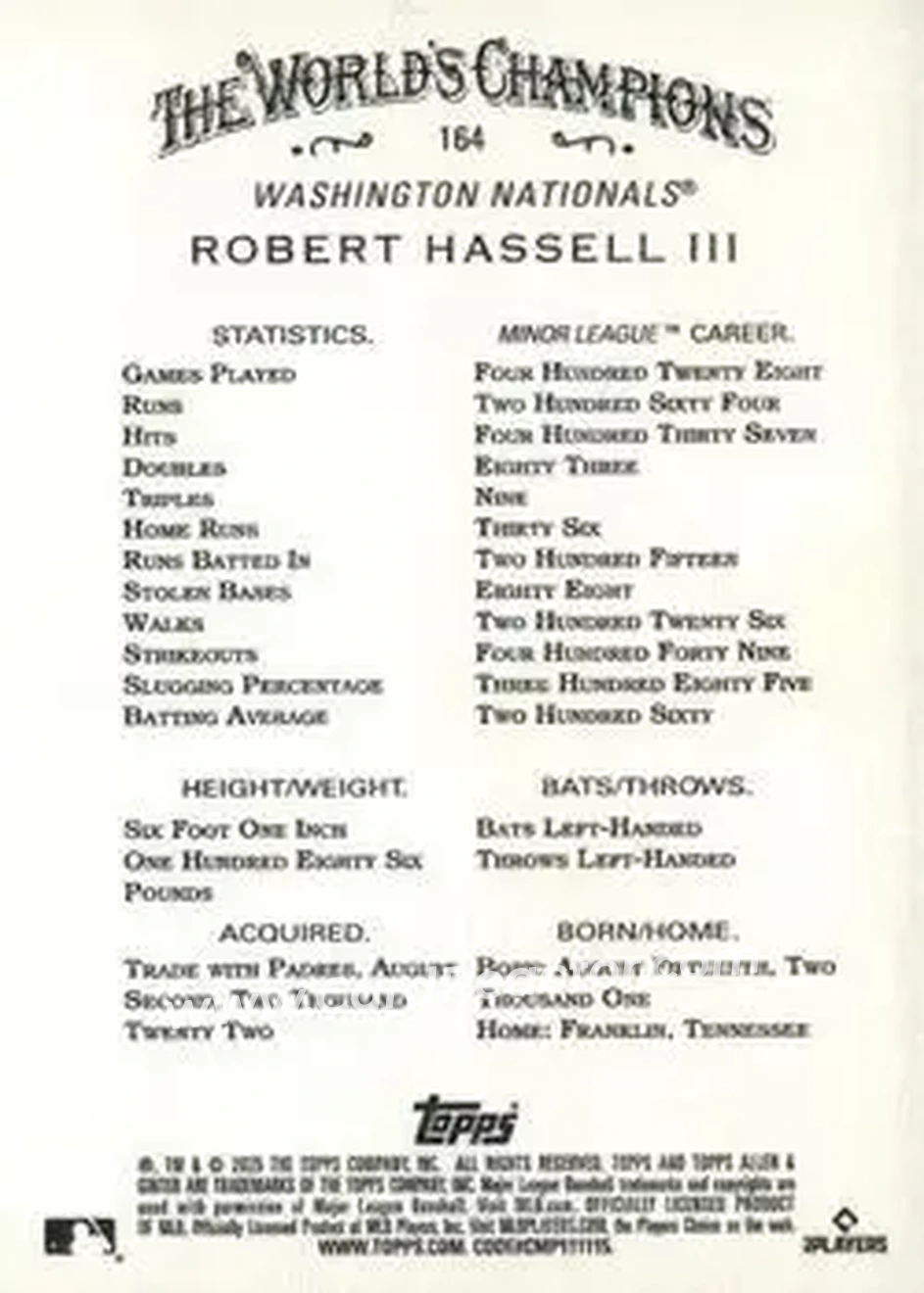Back of Robert Hassell III