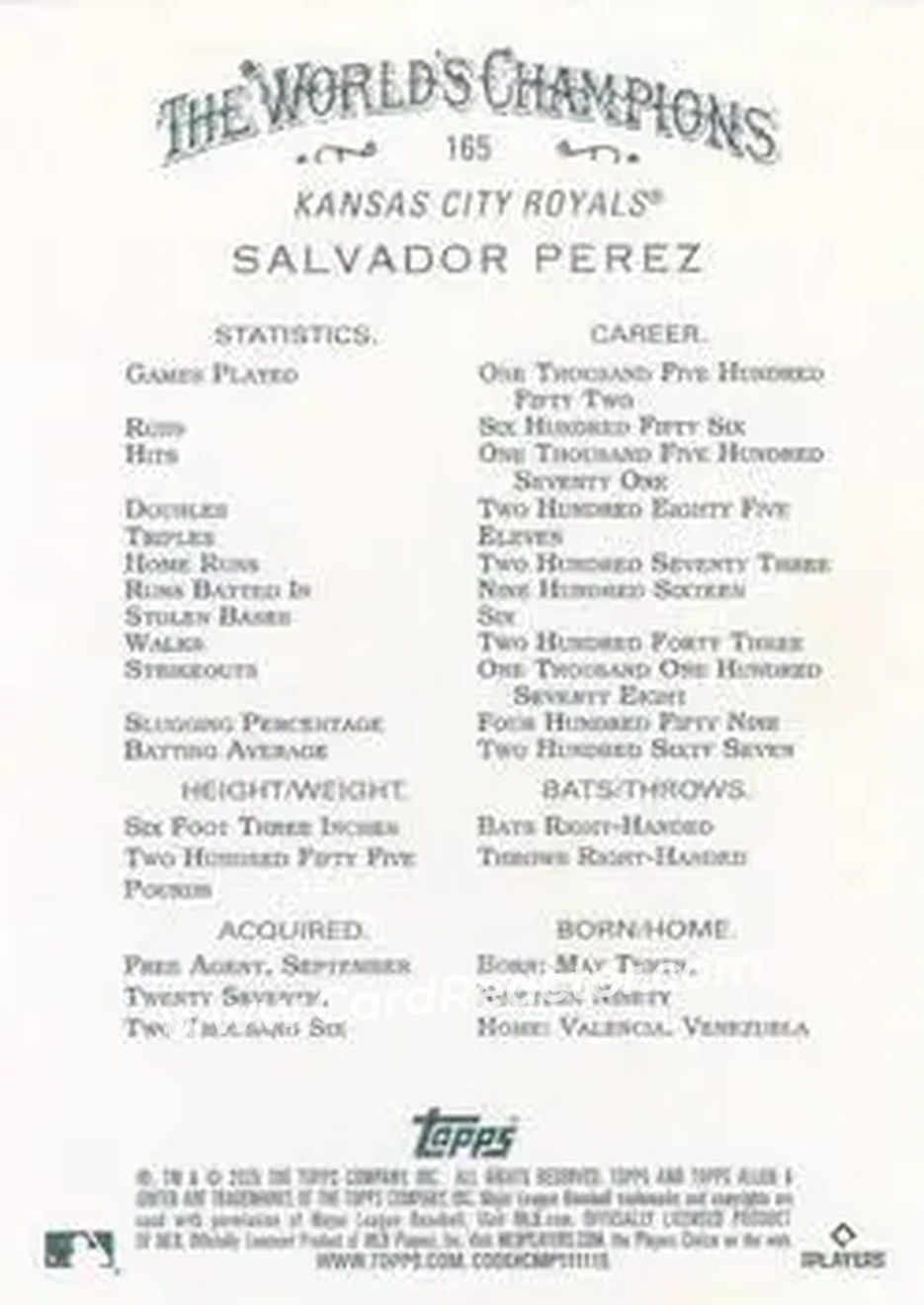 Back of Salvador Perez