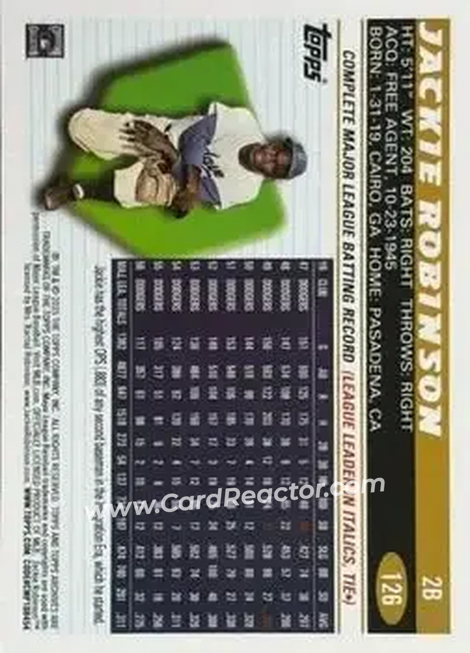 Back of Jackie Robinson