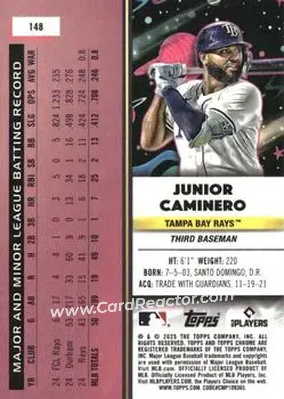 Back of Junior Caminero