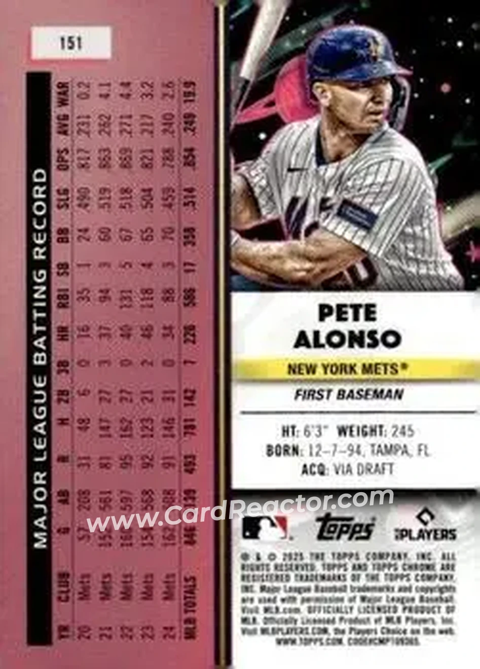 Back of Pete Alonso