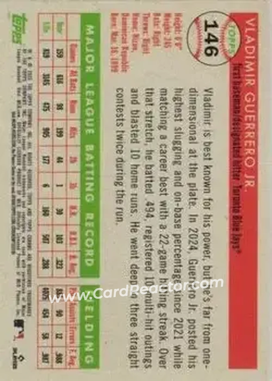Back of Vladimir Guerrero Jr.