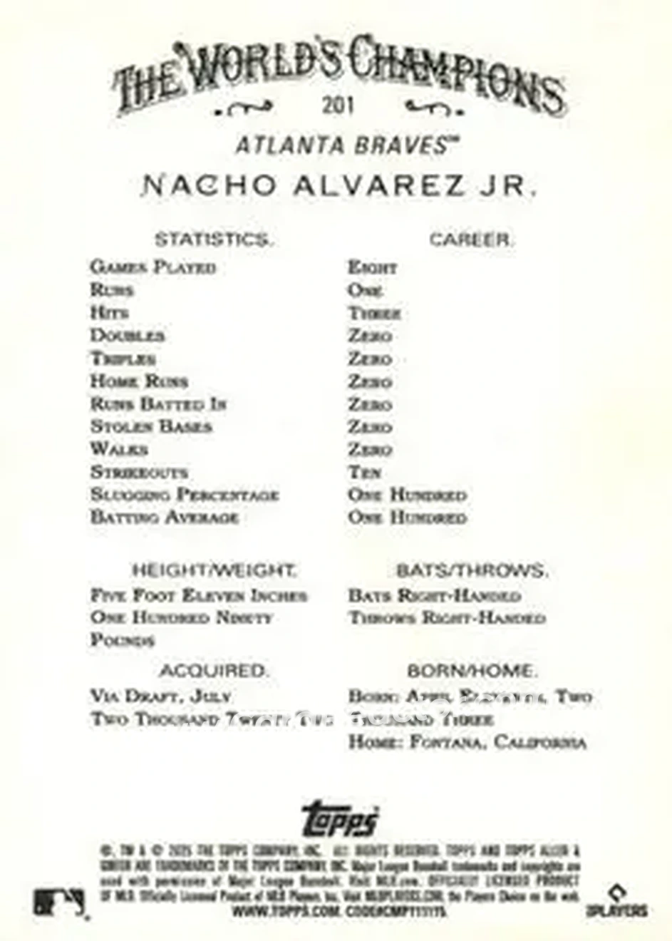 Back of Nacho Alvarez Jr.