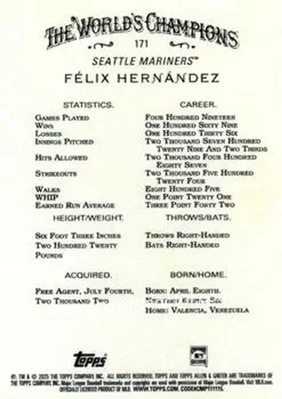 Back of Felix Hernandez