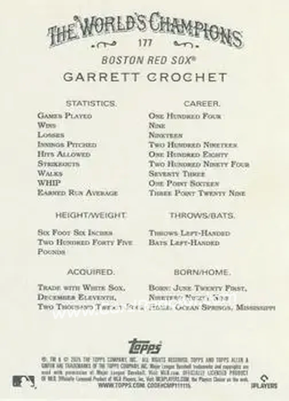 Back of Garrett Crochet