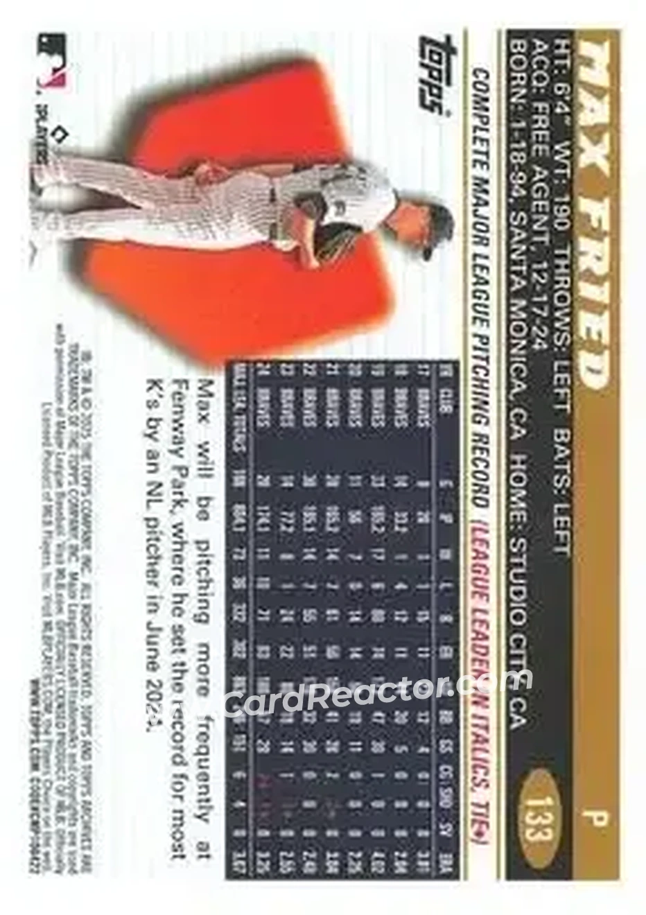 Back of Max Fried